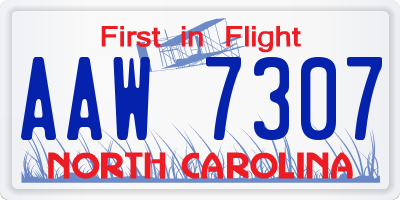 NC license plate AAW7307
