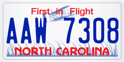 NC license plate AAW7308