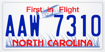 NC license plate AAW7310