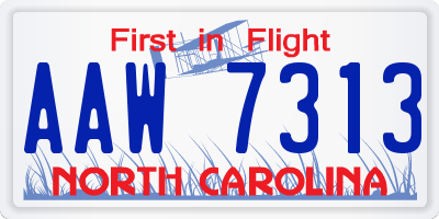 NC license plate AAW7313