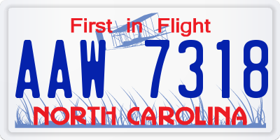 NC license plate AAW7318