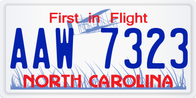 NC license plate AAW7323
