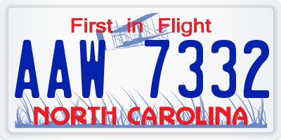 NC license plate AAW7332