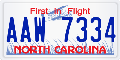 NC license plate AAW7334