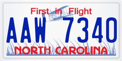 NC license plate AAW7340