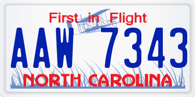 NC license plate AAW7343