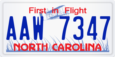 NC license plate AAW7347