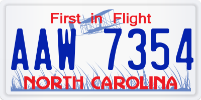 NC license plate AAW7354