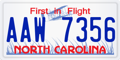 NC license plate AAW7356