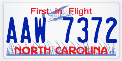NC license plate AAW7372