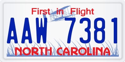NC license plate AAW7381