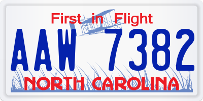 NC license plate AAW7382