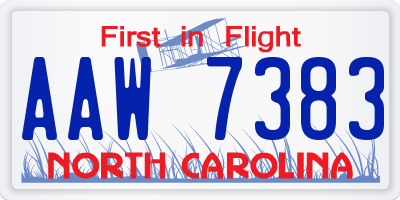 NC license plate AAW7383