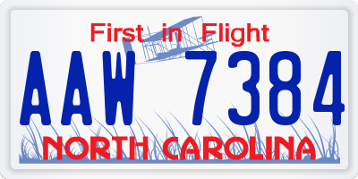 NC license plate AAW7384