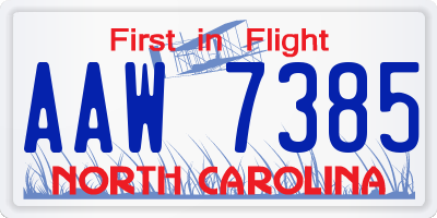 NC license plate AAW7385