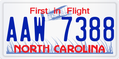 NC license plate AAW7388