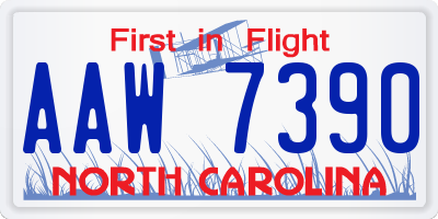 NC license plate AAW7390