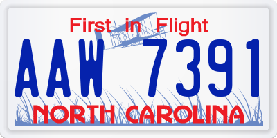 NC license plate AAW7391