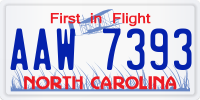 NC license plate AAW7393