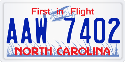 NC license plate AAW7402