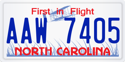 NC license plate AAW7405