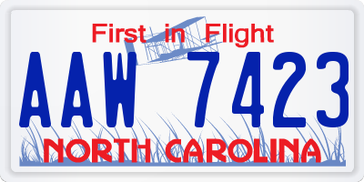 NC license plate AAW7423