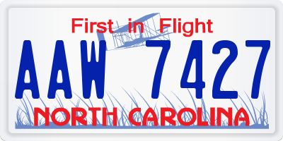 NC license plate AAW7427