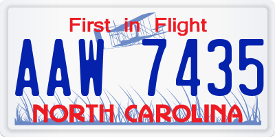 NC license plate AAW7435