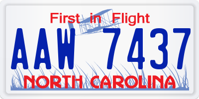 NC license plate AAW7437