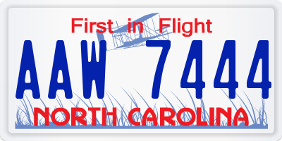 NC license plate AAW7444