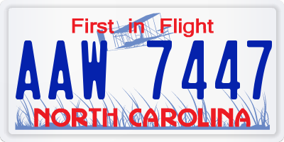 NC license plate AAW7447
