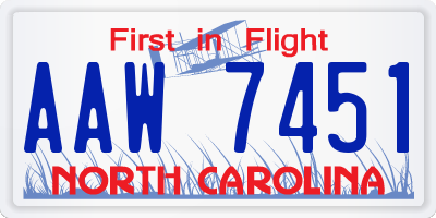 NC license plate AAW7451
