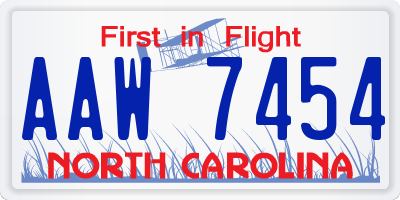 NC license plate AAW7454