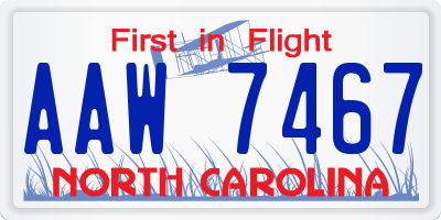 NC license plate AAW7467