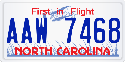 NC license plate AAW7468