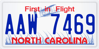 NC license plate AAW7469