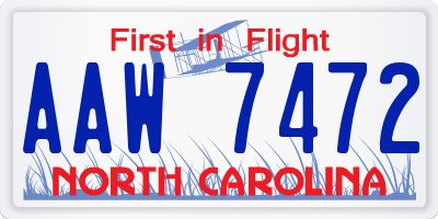 NC license plate AAW7472