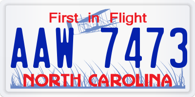 NC license plate AAW7473