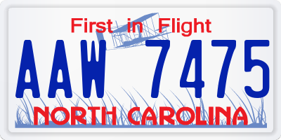 NC license plate AAW7475