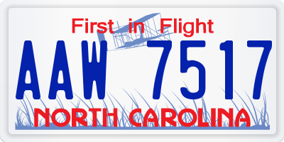 NC license plate AAW7517