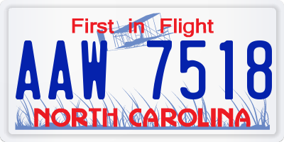 NC license plate AAW7518
