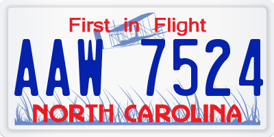 NC license plate AAW7524