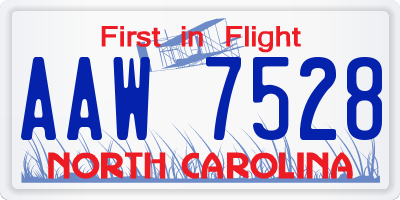 NC license plate AAW7528