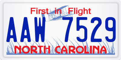 NC license plate AAW7529
