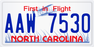 NC license plate AAW7530
