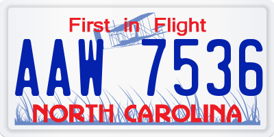 NC license plate AAW7536