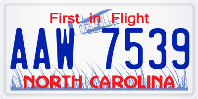 NC license plate AAW7539