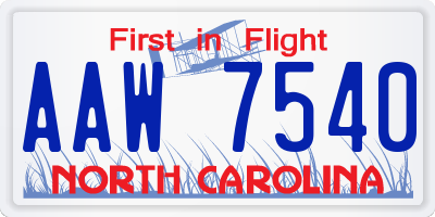 NC license plate AAW7540