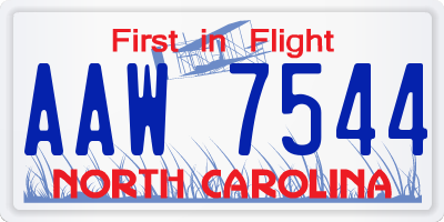 NC license plate AAW7544