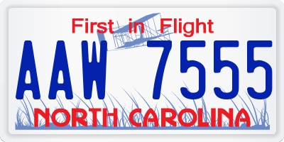 NC license plate AAW7555